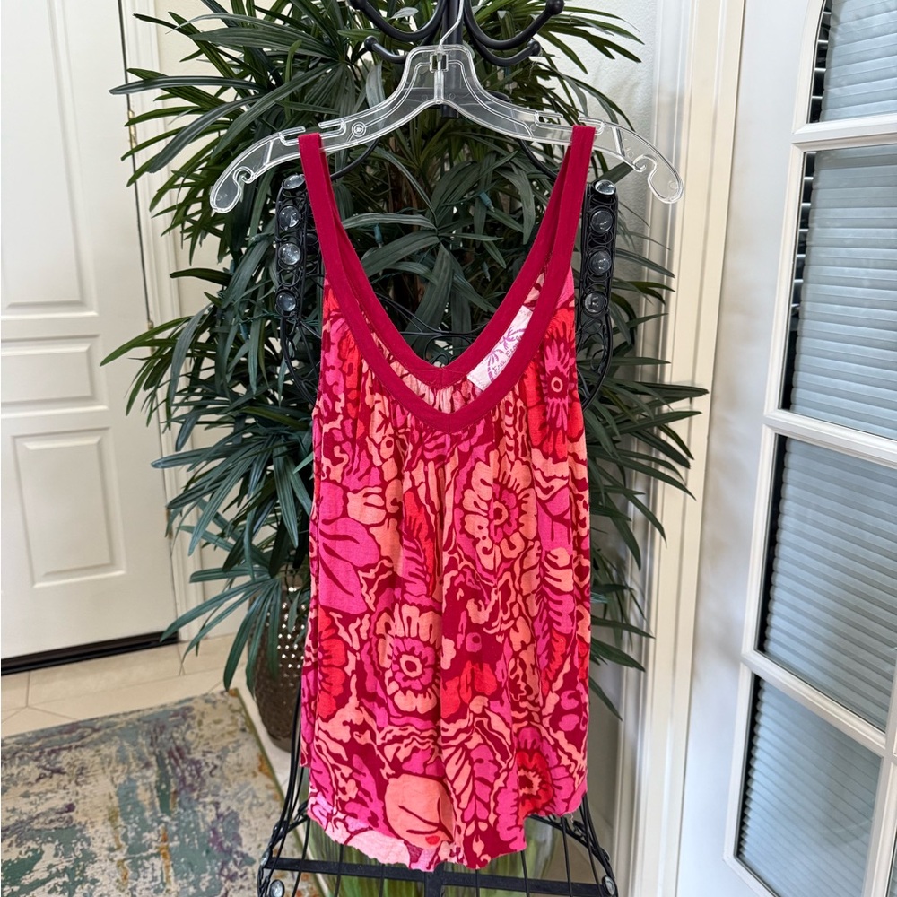 Free People Pink Floral Tank Top.